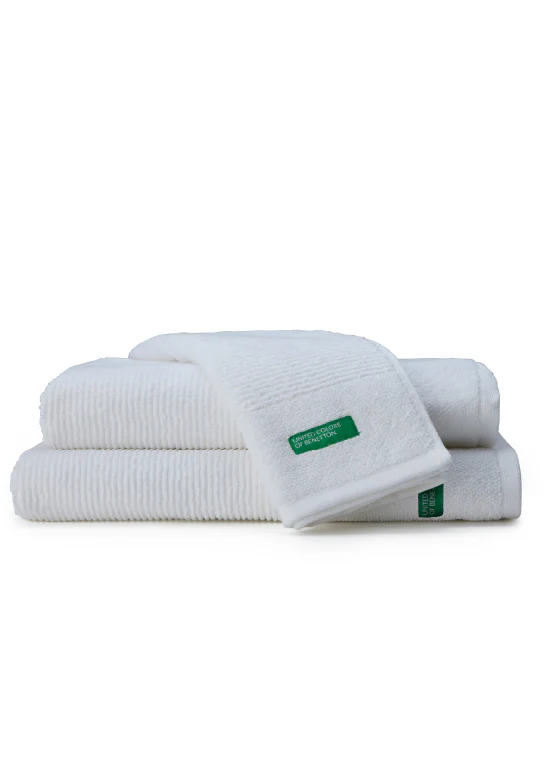 Benetton RIBS, מגבות כותנה פרימיום - לבן - Image 4
