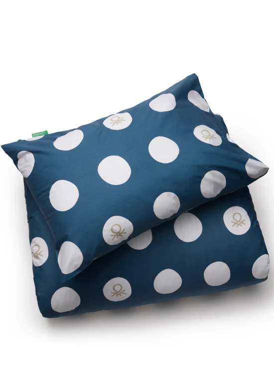 Benetton Pop-Art Dots Collection, סט כותנה נקודות לוגו - פטרול - Image 2