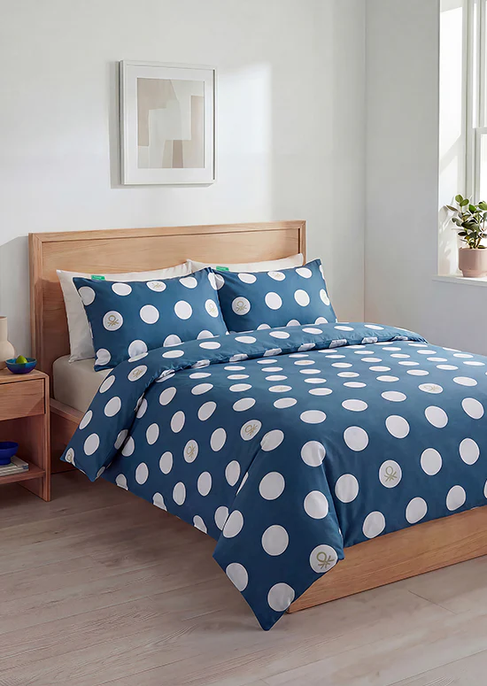 Benetton Pop-Art Dots Collection, סט כותנה נקודות לוגו - פטרול - Image 5