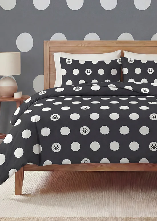 Benetton Pop-Art Dots Collection, סט כותנה נקודות לוגו - שחור