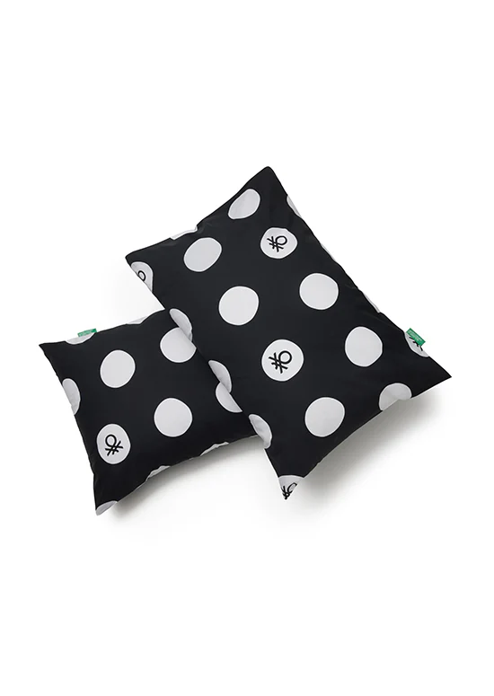 Benetton Pop-Art Dots Collection, סט כותנה נקודות לוגו - שחור - Image 3