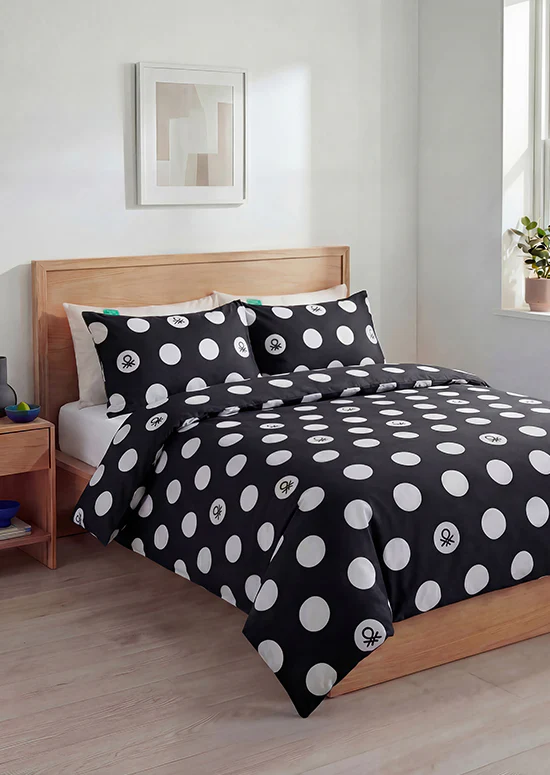 Benetton Pop-Art Dots Collection, סט כותנה נקודות לוגו - שחור - Image 5